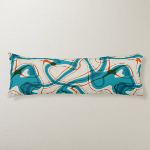 Turquoise and Red Swirls Body Cushion
