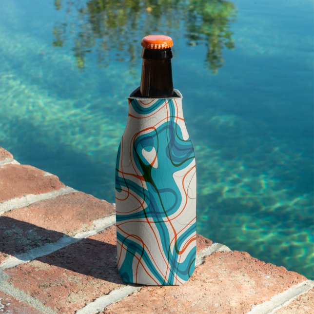 Turquoise and Red Swirls Bottle Cooler (In Situ Pool)