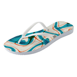 Turquoise and Red Swirls Jandals