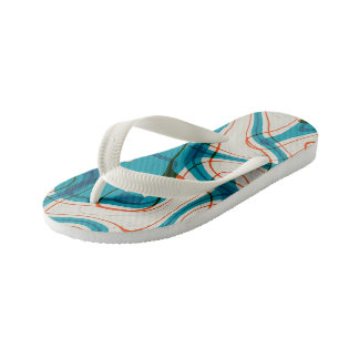 Turquoise and Red Swirls Kid's Jandals