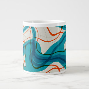 Turquoise and Red Swirls Large Coffee Mug