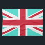 Turquoise and Red Union Jack Tea Towel<br><div class="desc">Turquoise and red pattern based on the crosses in the Union Jack.</div>