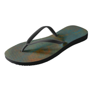 Turquoise and Rust Abstract Jandals