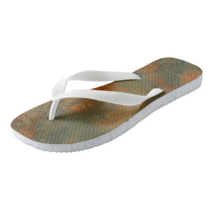 Turquoise and Rust Abstract Jandals