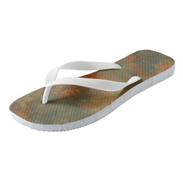 Turquoise and Rust Abstract Jandals (Angled)