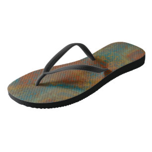 Turquoise and Rust Abstract Jandals