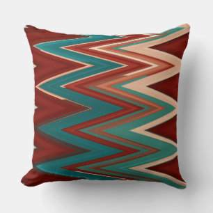 Turquoise and Rust chevron Pattern  Cushion