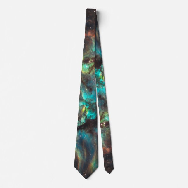 Turquoise and Rust Crab Nebula Tie (Front)