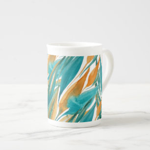Turquoise And Rust Fall Watercolor Hand-painted Bone China Mug