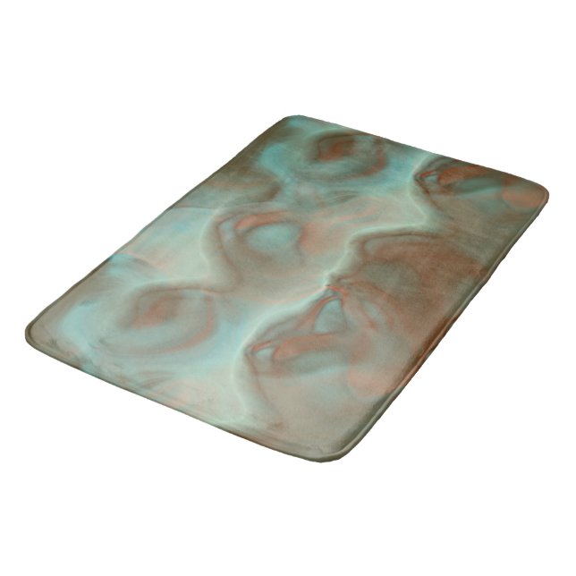 Turquoise and Rust Marble Abstract Bath Mat (Angled)