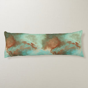 Turquoise and Rust Marble Abstract Body Cushion