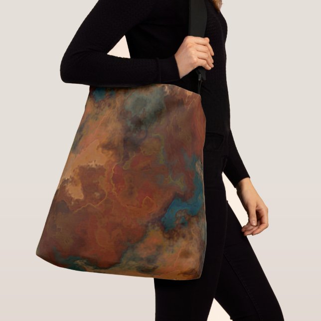 Turquoise and Rust Marble Abstract Crossbody Bag (Close Up)