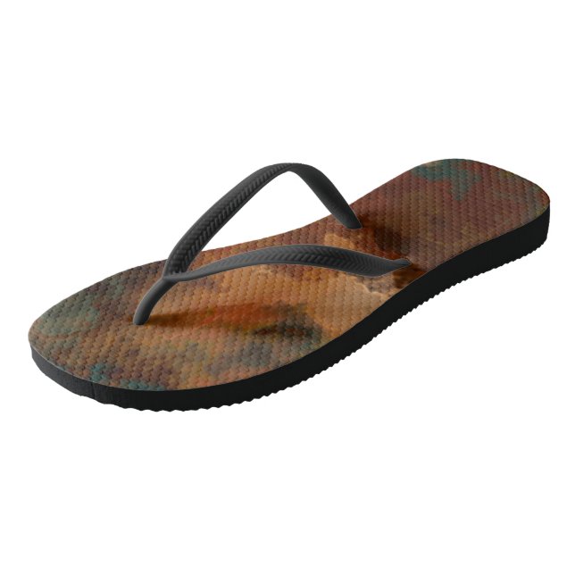 Turquoise and Rust Marble Abstract Jandals (Angled)