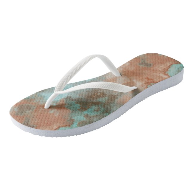 Turquoise and Rust Marble Abstract Jandals (Angled)