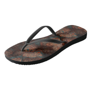 Turquoise and Rust Marble Abstract Jandals