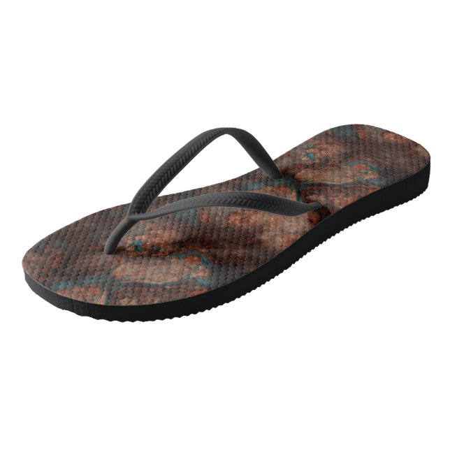 Turquoise and Rust Marble Abstract Jandals (Angled)