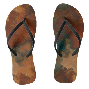 Turquoise and Rust Marble Abstract Jandals