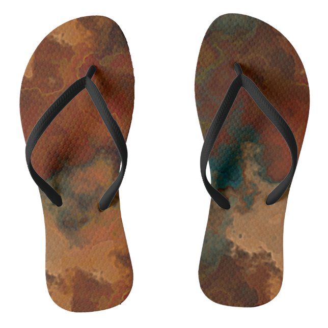 Turquoise and Rust Marble Abstract Jandals (Footbed)