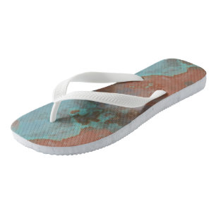 Turquoise and Rust Marble Abstract Jandals