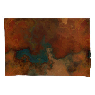 Turquoise and Rust Marble abstract Pillowcase