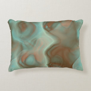 Turquoise and Rust Marble Abstract Rug Decorative Cushion