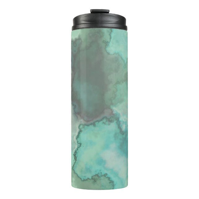 Turquoise and Rust Marble Abstract Thermal Tumbler (Front)