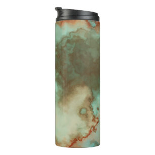 Turquoise and Rust Marble Abstract Thermal Tumbler