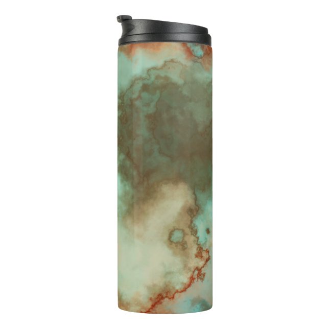 Turquoise and Rust Marble Abstract Thermal Tumbler (Rotated Right)