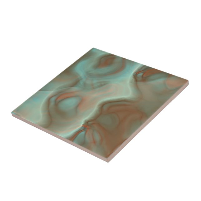 Turquoise and Rust Marble Abstract Tile (Side)