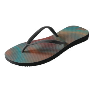 Turquoise and Rust Marble Swirl Abstract Jandals