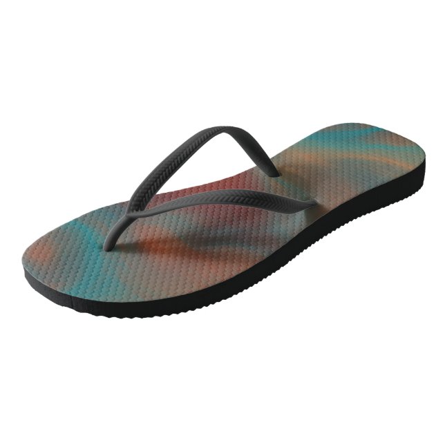 Turquoise and Rust Marble Swirl Abstract Jandals (Angled)