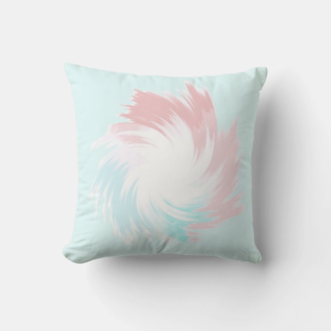 Turquoise and Salmon Pastel Spinning Shape Cushion (Front)