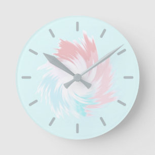 Turquoise and Salmon Pastel Spinning Shape Round Clock