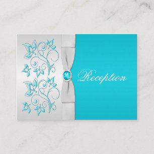 Turquoise and Silver Floral Enclosure Card