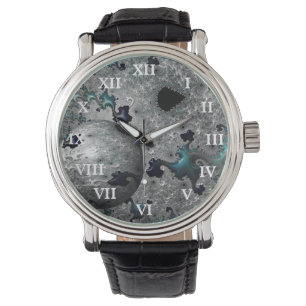 Turquoise and Silver Mandelbrot Watch
