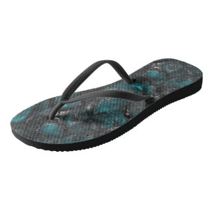 Turquoise and Silver Marble Abstract Jandals