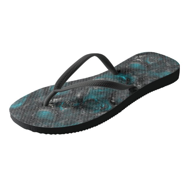 Turquoise and Silver Marble Abstract Jandals (Angled)