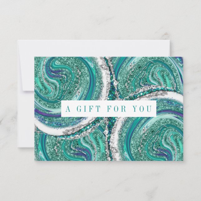 Turquoise And Silver Marble Gift Certificate (Front)