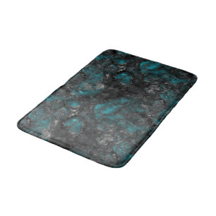 Turquoise and silver stone abstract bath mat