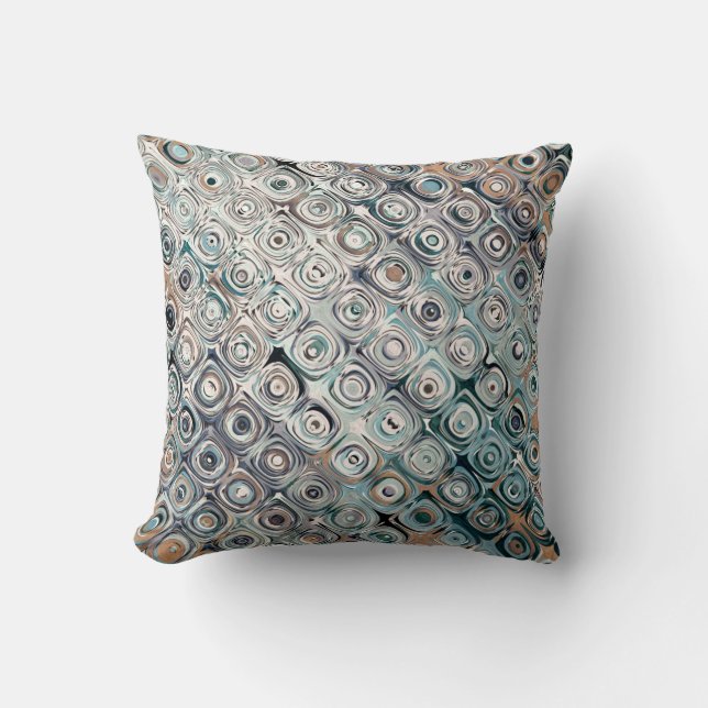 Turquoise And Tan Circles Pattern Cushion (Front)