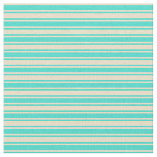 Turquoise and Tan Lined Pattern Fabric