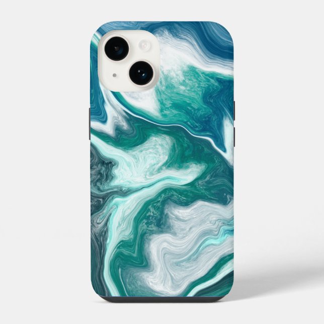 Turquoise and Teal Beachy Waves iPhone Case (Back)