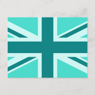 Turquoise and Teal Union Jack 2 Postcard
