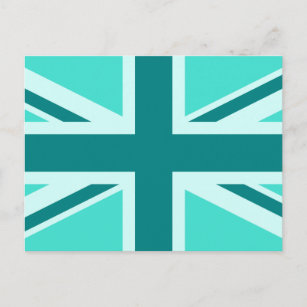 Turquoise and Teal Union Jack 2 Postcard