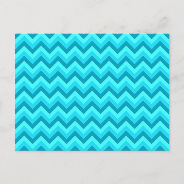 Turquoise and Teal Zigzag Pattern. Postcard (Front)