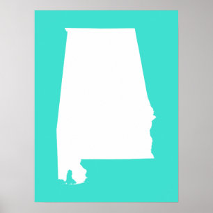 Turquoise and White Alabama Poster