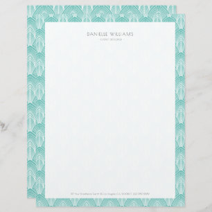 Turquoise and white Art Deco pattern Custom Letterhead