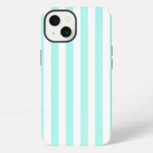 Turquoise and white candy stripes Case-Mate iPhone 13 Case