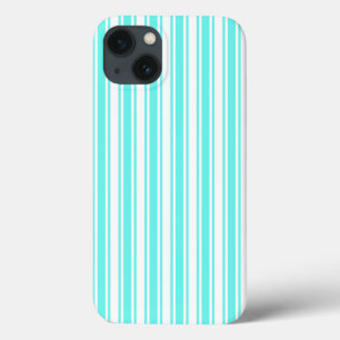 Turquoise and white candy stripes Case-Mate iPhone 13 Case