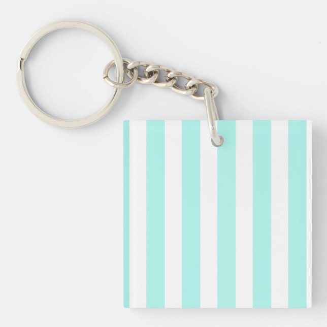 Turquoise and white candy stripes key ring (Front)
